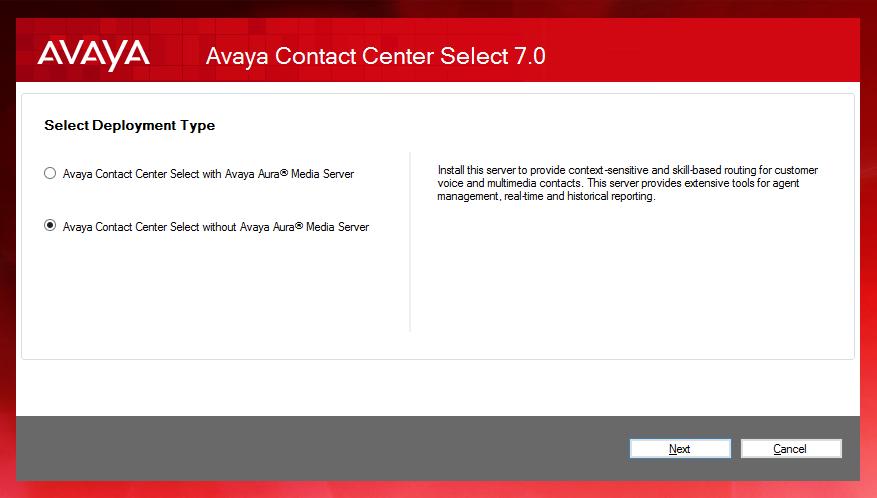 Installing Avaya Contact Center Select without Avaya Aura Media Server Release 7.0 DVD software 5.
