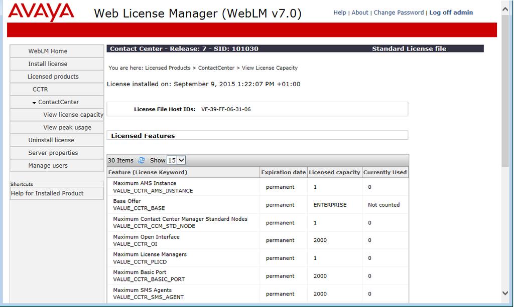 Avaya WebLM OVA deployment WebLM licensing is now available for Contact