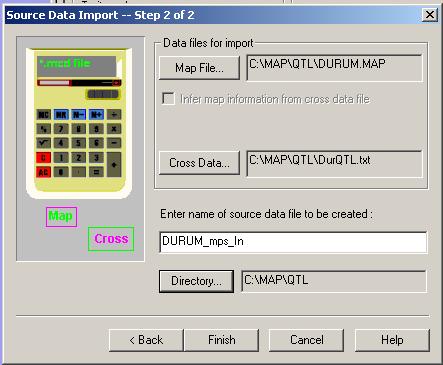 5. Click Map File and browse for the DURUM. MAP in your C:\MAP\QTL directory 6. Click Cross Data browse for the Durum.txt in your C:\MAP\QTL directory 7.