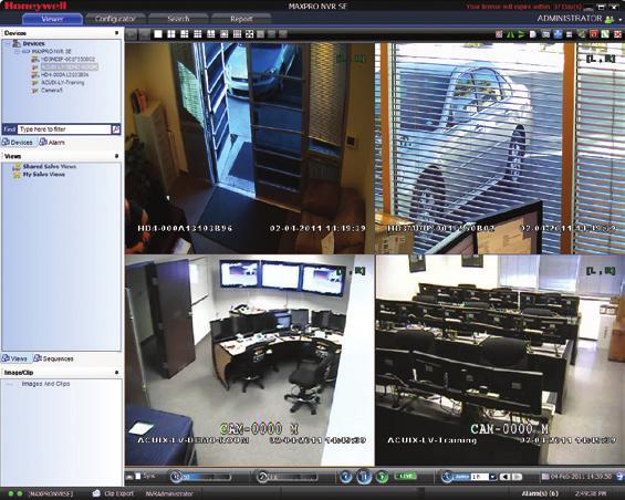 Example: Zoom in on a cash register in one view of the HD camera while at the same time monitoring the cash operator in the zoom out view of the HD camera l Ability to investigate events and alarms