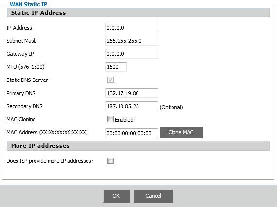 2 Static IP If your Internet Service Provider has assigned a fixed address, enter