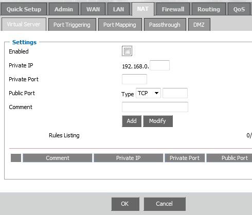 Enabled: Enable Virtual Server. Private IP: This is the LAN client/host IP address being used by the virtual server within your local network.