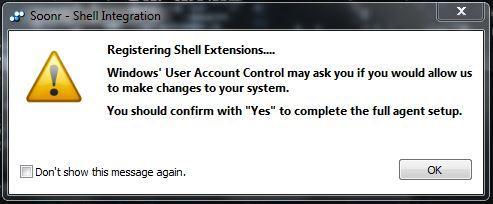 to accept these warnings and allow system changes to be made in order for the desktop agent to be properly installed.