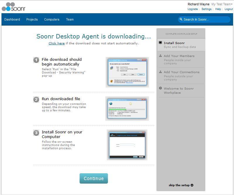 4 Download the Desktop Agent Installation File As the desktop agent file download begins, you'll see the web page shown below.