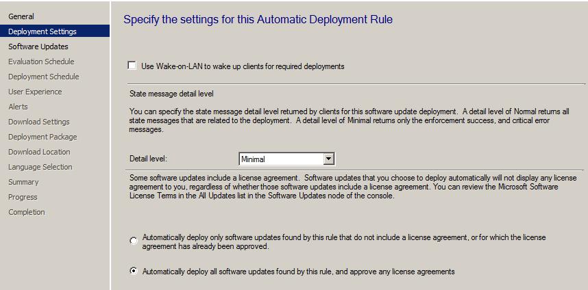 3. On the Deployment Settings page, set the verbosity level of state messages to Normal (default is minimal) as we want to be able to