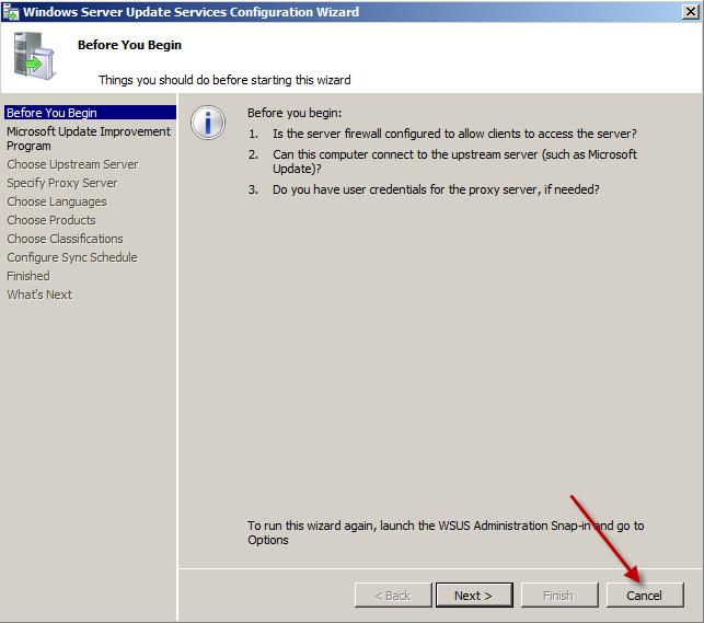 8. The final page of the installation wizard will let you know if the WSUS installation completed