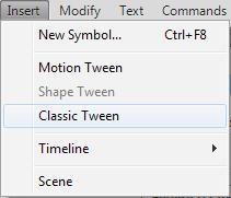 40. Click on Insert --> Classic Tween in the top menu to animate the