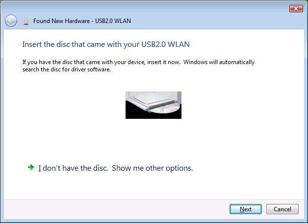 2 Install Manually : Plug your USB dongle into USB interface, windows Vista will search for compatible driver to install.