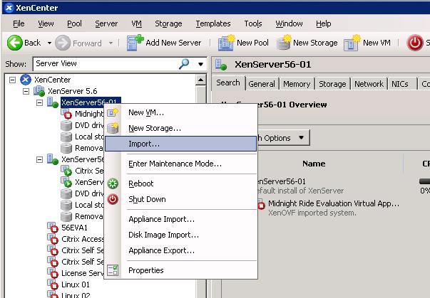 Running the Appliance on Citrix XenServer The Appliance is distributed as a virtual machine system