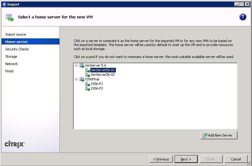 Choose a Home Server for your VM this is the server that the VM will start automatically