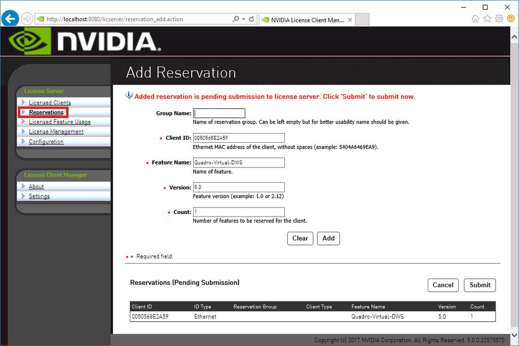 Managing Licenses on the NVIDIA Virtual GPU Software License Server Version Enter the version number listed for the feature listed on the Licensed Feature Usage page.
