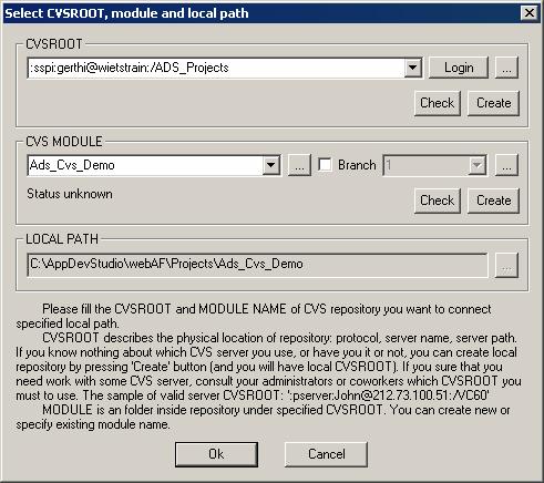 Using the PushOK CVS SCC Proxy Plugin within webaf 3.0 The following section will demonstrate the use of the PushOk CVS SCC proxy plug-in within webaf 3.0. The assumption is that a new development project has started.