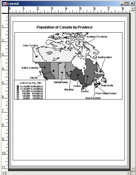 Geog 578 Exercise 1: Introduction to MapInfo Page: 20/22 Figure 1.22: Position of Population Map In Layout The second item we want to include in the report is the bar graph.