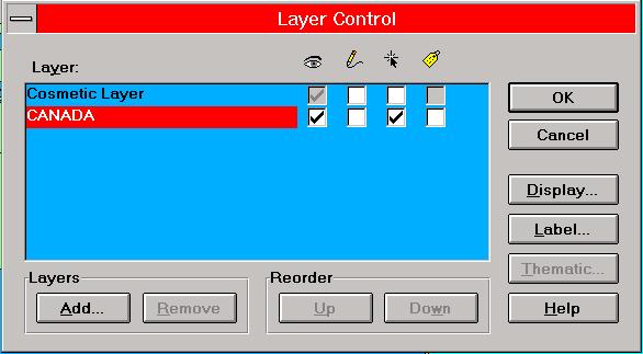 Geog 578 Exercise 1: Introduction to MapInfo Page: 5/22 Figure 1.4: The Layer Control Window (Map->Layer Control) 3.