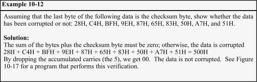 10.4: DATA INTEGRITY IN RAM AND ROM checksum byte