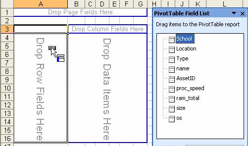 Dragging Fields to Pivot Table
