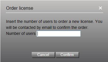 Users Page Ordering Additional Licenses 1 On the Licenses page click the Add License button. The Order License dialog box appears.