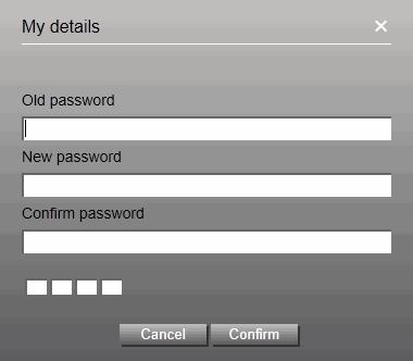 Users Page Changing User Passwords (By Users) 1 Click the My Details button on the Main toolbar. The My Details dialog box appears. 2 In the Old Password box, enter the current password.