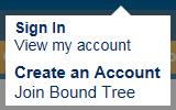 To create an account, click the Create an Account link in the header of any page.