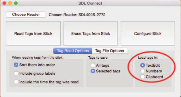 Options for downloading - Mac Load tags in: - TextEdit means a text file that