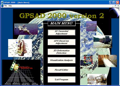 4. GPSAD2000 GPSAD2000 is a windows based software system specially developed for 3D applications, and consists of 3 module: GPS baseline adjustment via LSE,