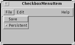 CheckboxMenuItem CheckboxMenuItem is a checkable menu item, so you can have selections ( on or off choices) listed in menus.