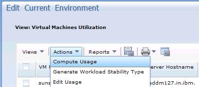 Figure 36. Virtual Machines Utilization iew You can apply a growth profile by using the Actions menu, as shown in Figure 37.
