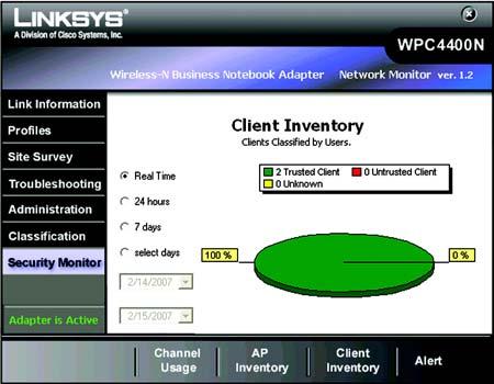 AP Inventory The AP Inventory screen provides statistics of the distribution grouped by your AP s classification of your wireless networks.