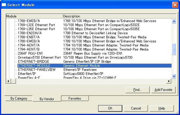 5-4 Procedures for Communicating with an Allen-Bradley ControlLogix PLC 2 Add "ETHENET-MODULE (Generic Ethernet Module)". Change the settings as required.