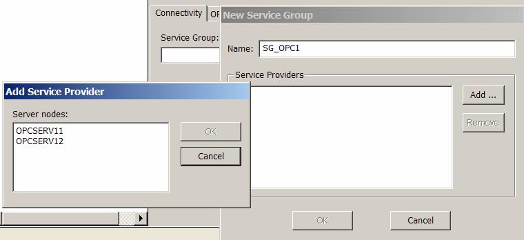 OPC Data Source Definition Section 3 Basic Settings 10. Select both connectivity servers OPCSERV11 and OPCSERV12 as the service providers. Figure 25. OPCSERV11 and OPCSERV12 Connectivity Servers 11.
