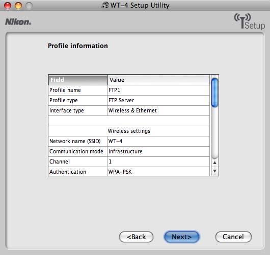 5: Copy the Network Profile to the Camera 5-10 Confirm that settings are correct and click Next.