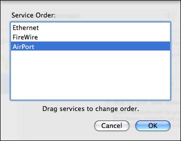 4: Configure the ftp Server for Wireless Access 4-3 Move AirPort to the top