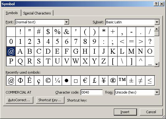 University of Arizona Information Commons Training Page 18 of 21 Task 16 - Inserting Symbols and Special Characters Symbols and characters that do not appear on your keyboard can be displayed on your