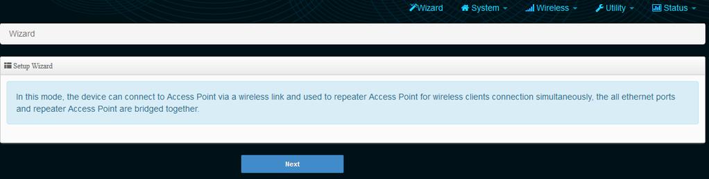 34 Choose ClientBridge Mode and click save & reboot. The device will now reboot. Now, open your browser and go to 192.168.2.254. It should take you back into the settings page. Go to Wizard.