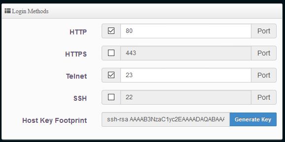 79 Enable HTTP: Enable HTTPS: Check to select HTTP Service. Check to select HTTPS Service HTTPS Port: The default is 443 and the range is between 1 ~ 65535.