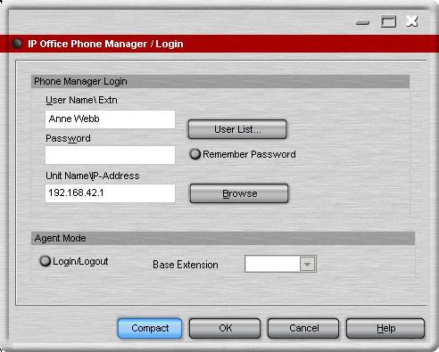 Phone Manager Users Guide Logging in as an Agent If you are working in Agent Mode you might need to login with a different extension number from that of your physical extension.
