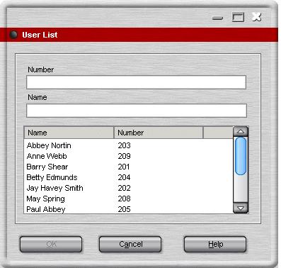 Introduction The User List Window The User Name\Extn field in the Login window can be completed by selecting the details from a list. To open the User List window: 1.