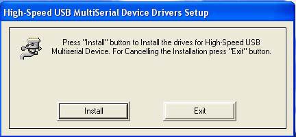 Press Install button to install the drivers for High-Speed USB Multi serial Device.