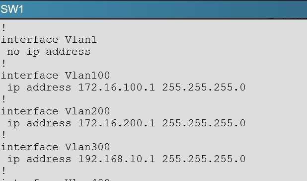 D. Management VLAN ip address on SW4 is configured in wrong subnet E.