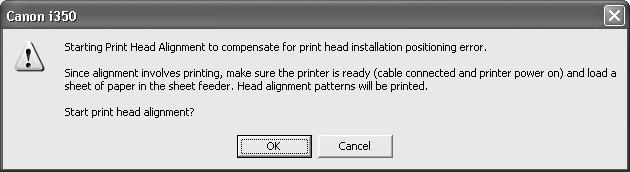 6 Check that paper is loaded in the printer and click OK.