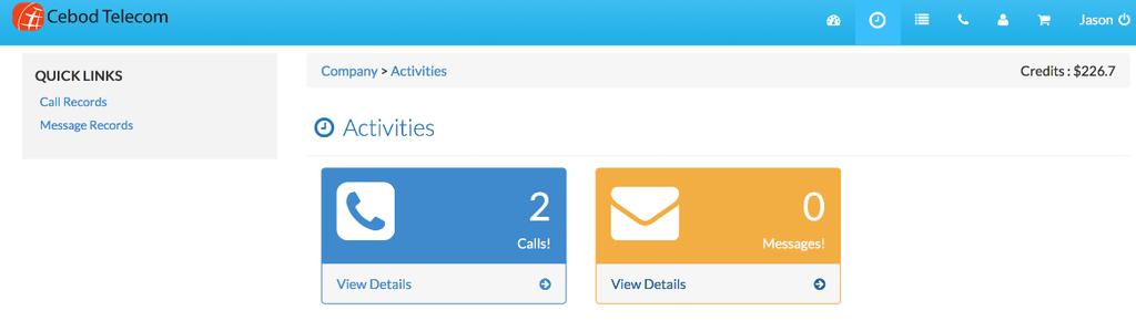 5. Activities Cebod Telecom In this section, view complete call detail record (CDR) and voice