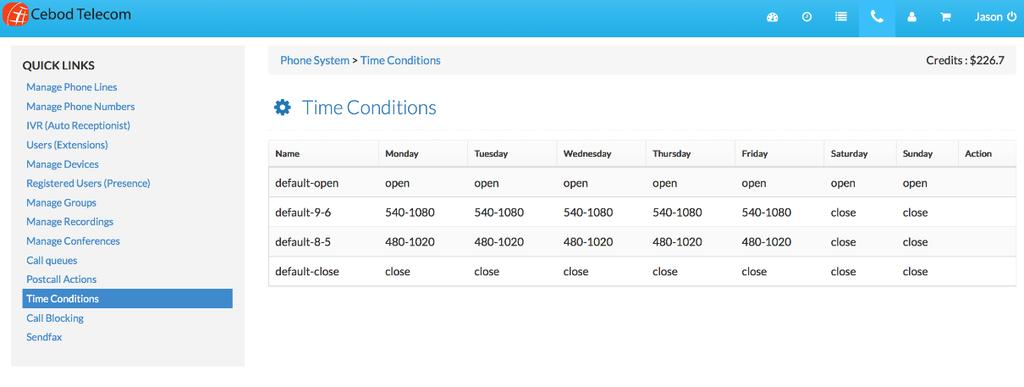 Time Conditions Cebod Telecom You can create custom time based routing for incoming calls.