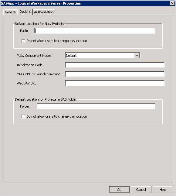 Configure SAS Enterprise Miner in SAS Management Console 49 You can perform the following tasks in the Options tab: Set Default Project Location You can customize the Default Location for New