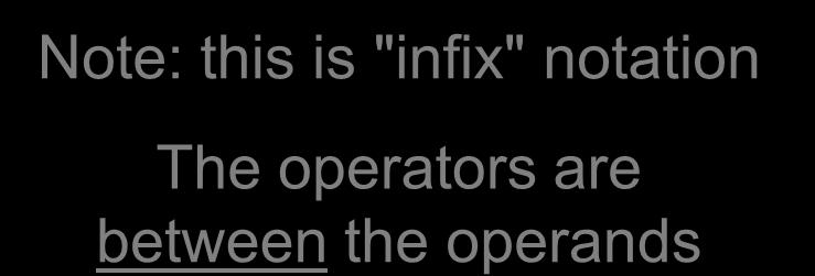 STORE x Note: this is "infix" notation The operators are between the operands Nyhoff, ADTs, Data