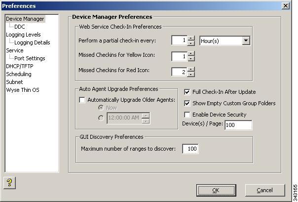 Chapter 7 Configuring Preferences Device Manager Preferences Double-click Device Manager Preferences in the list of preferences to open the Device Manager Preferences dialog box.