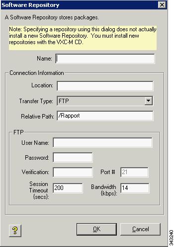 Chapter 7 Understanding Cisco VXC Manager Repositories Figure 7-24 Software Repository Step 2 Use the following guidelines: Name Displays the descriptive name for the Remote Software Repository you