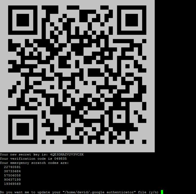 This will install the PAM module on your machine and will also install libqrencode3, which allows you to use your camera s phone to scan the qr-code directly from the console.