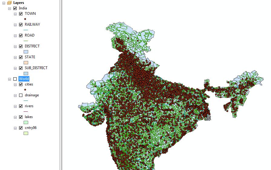 Setting a Coordinate System for the Data Frame The rest of this tutorial focuses on India, so we are going to set a coordinate system that better maps India.