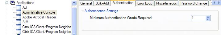 Authentication Grades are numeric values. An authentication grade automatically defaults to grade level 1 if authentication grading is turned on and no grade level is specified.