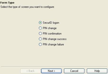 Click Finish. The Form Wizard appears. 5. Select the SecurID Login button.